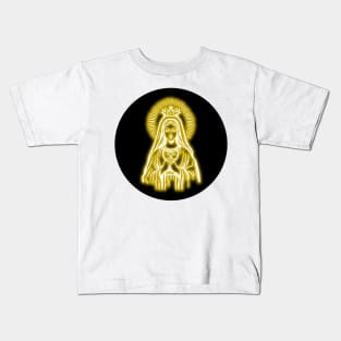 Gold Neon Blessed Virgin Mary Kids T-Shirt